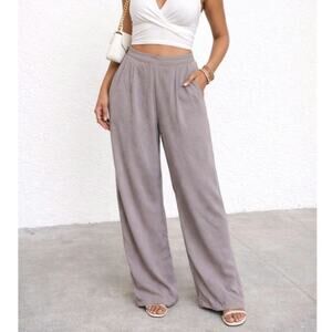 Ann Taylor 100% Silk Pants Women’s Size 12P Wide Leg Minimalist Office Neutral